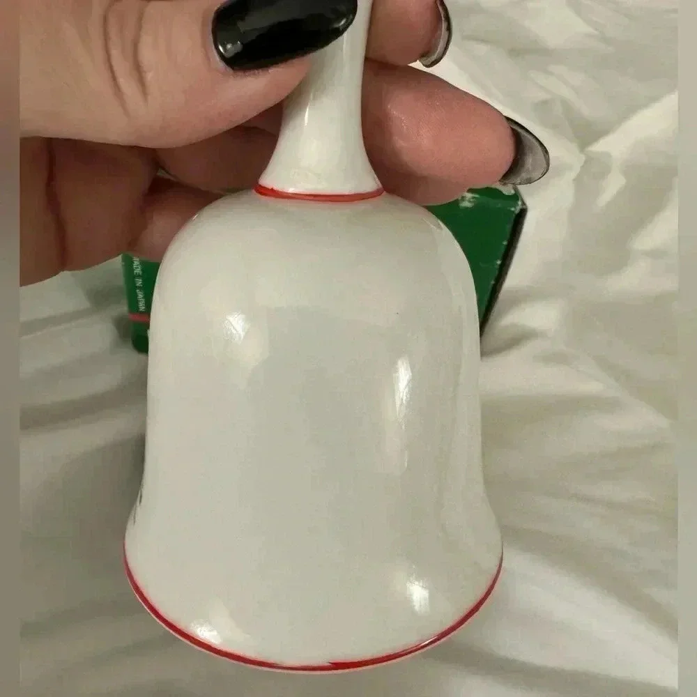 Vintage Snowman Christmas Porcelian Bell NIB  Cottagecore Classic Holiday Decor